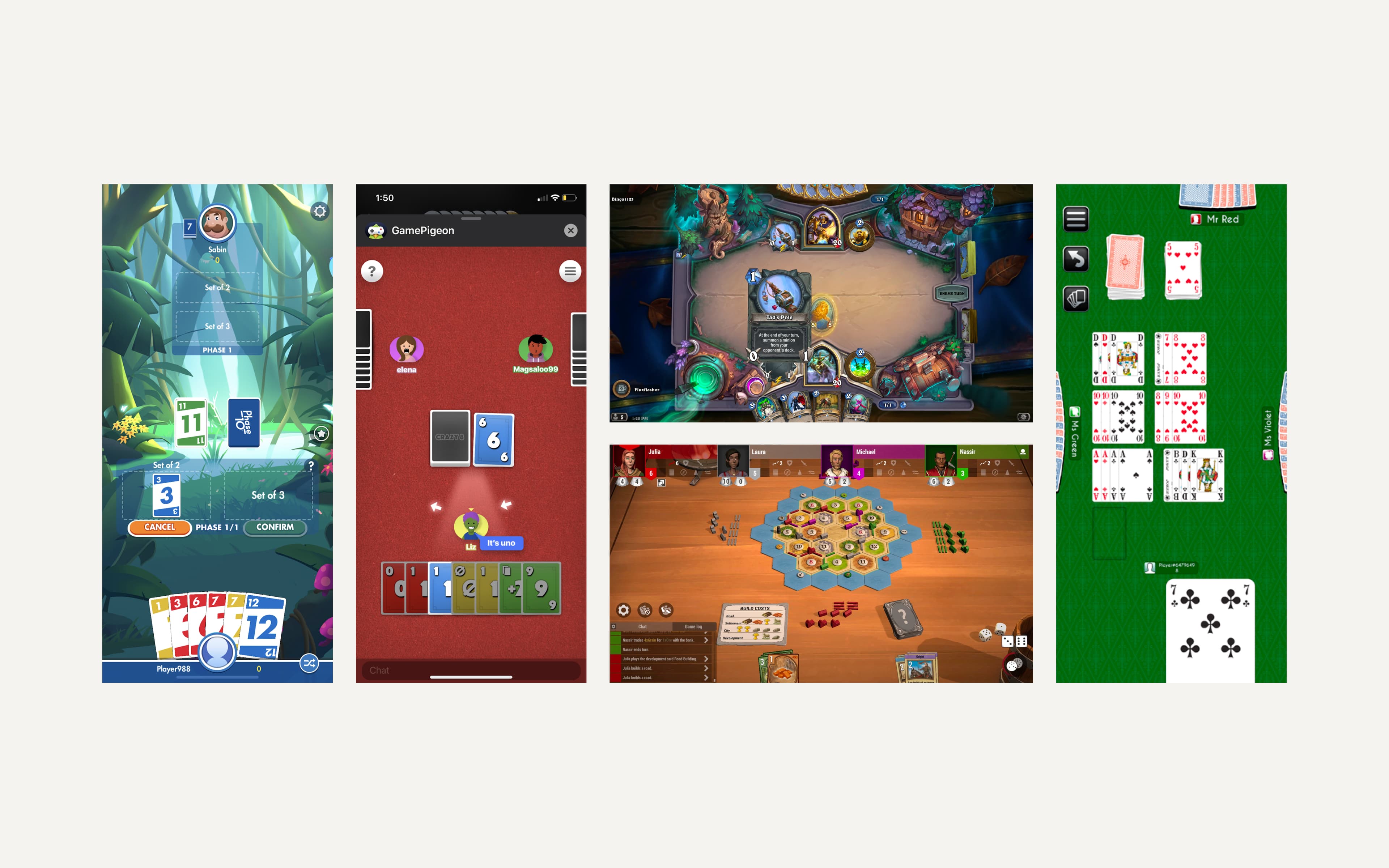 Competitive analysis: screenshots of other mobile card games