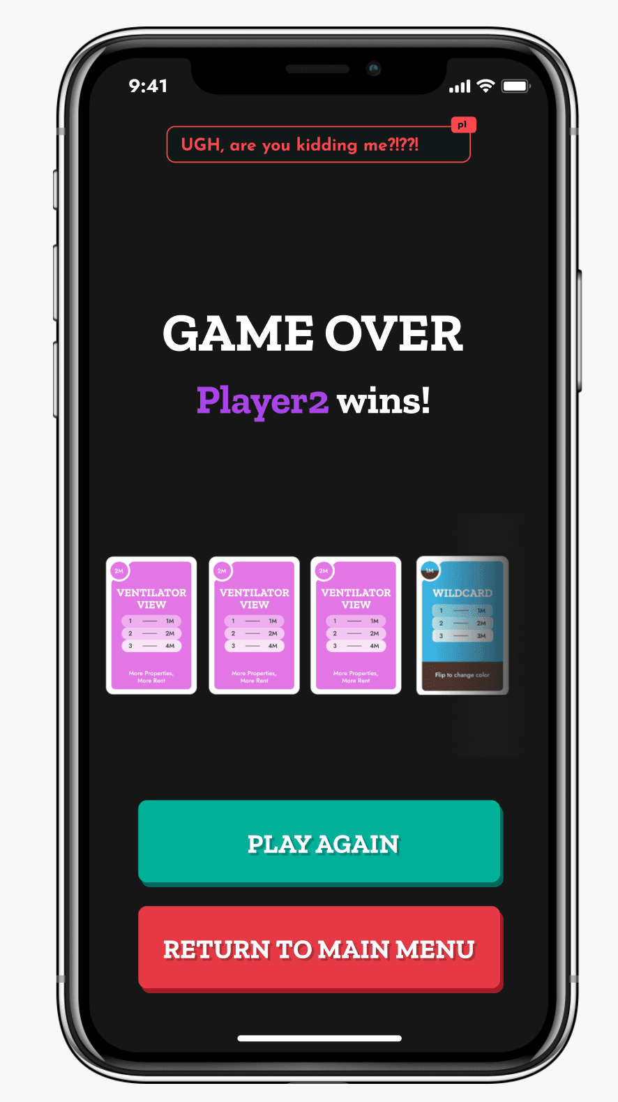 Game Over mockup