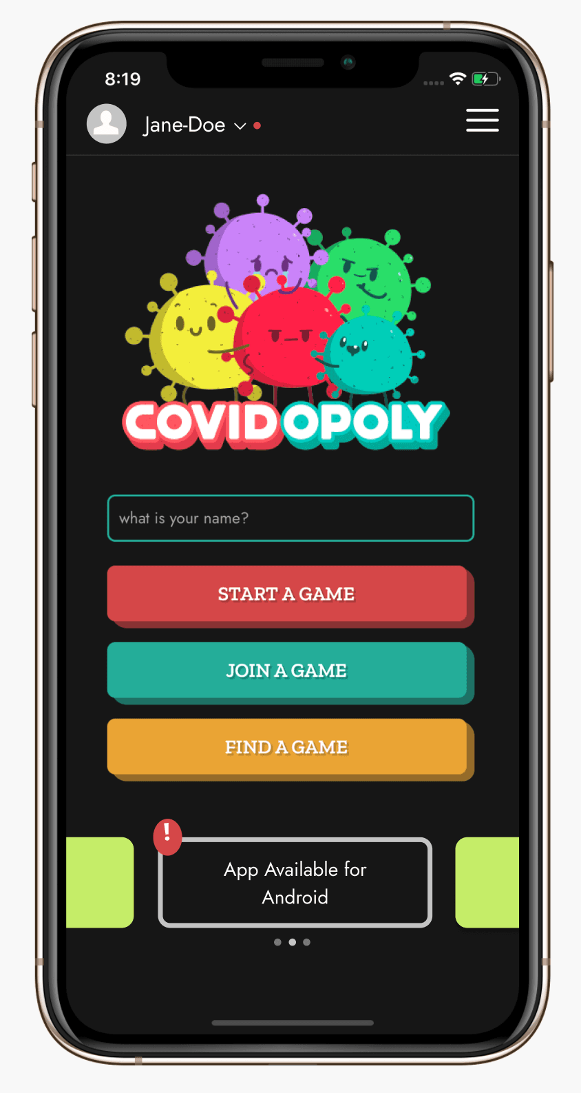 Home Screen mockup